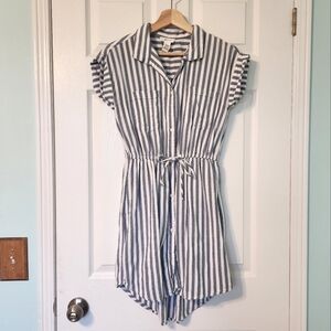 Striped Short Sleeve Shirt Dress
